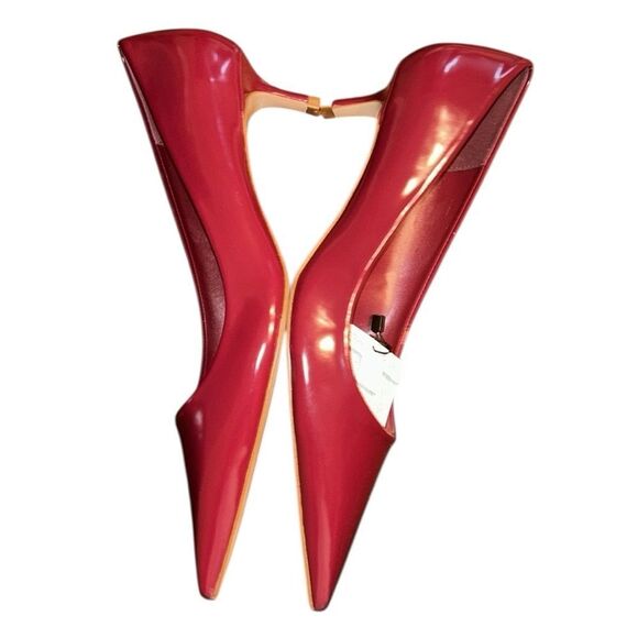 Mango Burgundy Patent Leather Effect Kitten Heel Shoes(Size 39) - Picture 3 of 9